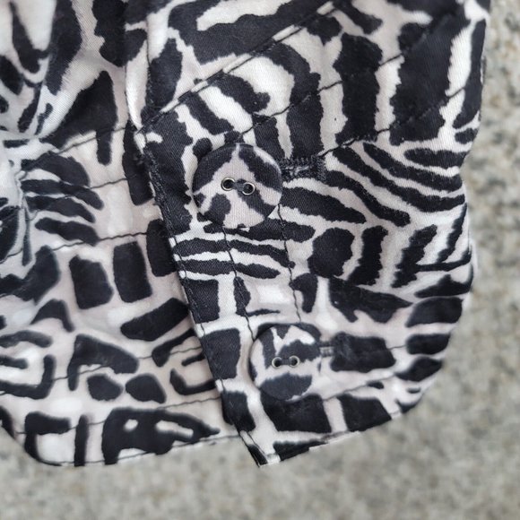 Chicos Jacket Womens 2 US Large Black Two Button Collared Printed Ladies - Picture 4 of 8